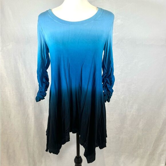 Anthropologie Philosophy blue color dip dye tunic top size small - Picture 2 of 6